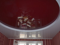 Натяжной потолок двухуровневый глянцевый белый и винный, фото 94
