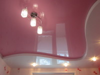 Натяжной потолок многоуровневый, розовый и белый глянец, фото 29